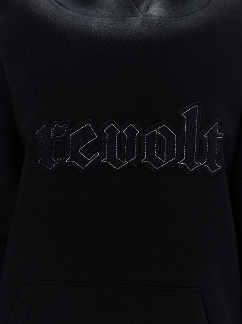 Худи женское черное с начесом и надписью "Revolt", фото 5 из 45