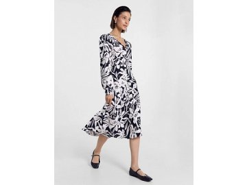 Платье женское черное с белыми цветами