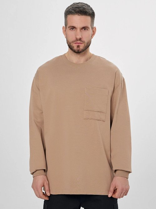 Лонгслив мужской бежевый, фото 1 из 7