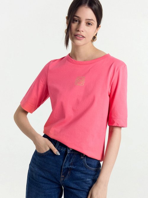 Футболка женская розовая с печатью, фото 7 из 8