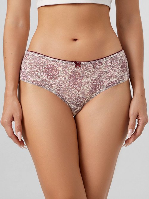 Трусы шорты женские бордовые кружевные, фото 2 из 24