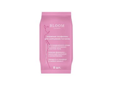 Салфетки влажные BLOOM COSMETICS для интимной гигиены, 8 шт., арт. 39
