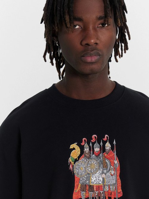 Свитшот мужской черный с принтом "Три богатыря", фото 5 из 6