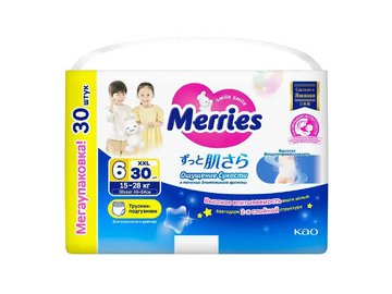 Подгузники-трусики детские Merries XXL 15-28кг (30шт)