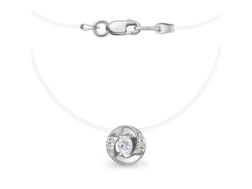 Колье на леске Aquamarine, серебро 925 проба, вставка фианит