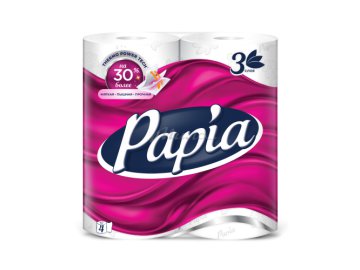 Бумага туалетная PAPIA трехслойная белая,  4 шт