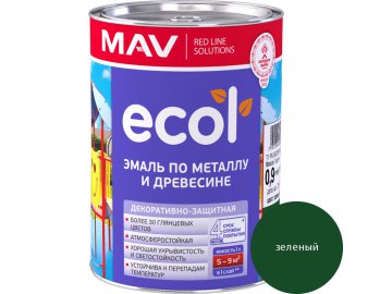 Эмаль ECOL по металлу и древесине (ПФ-115) зеленая глянцевая  1,0л (0,9 кг)