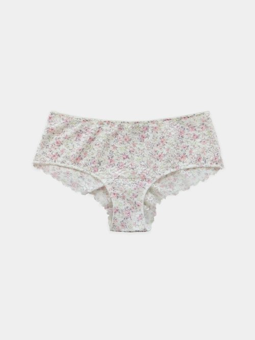 Трусы женские шорты молочно-бежевые в цветочек, фото 8 из 24