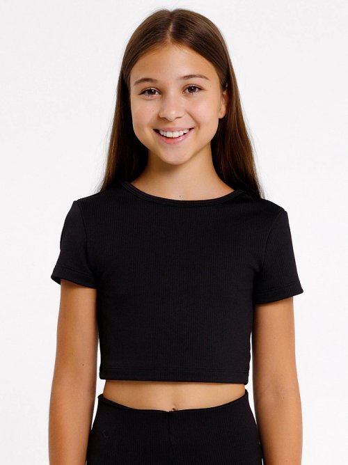 Спортивный джемпер для девочек в черном цвете, фото 1 из 4