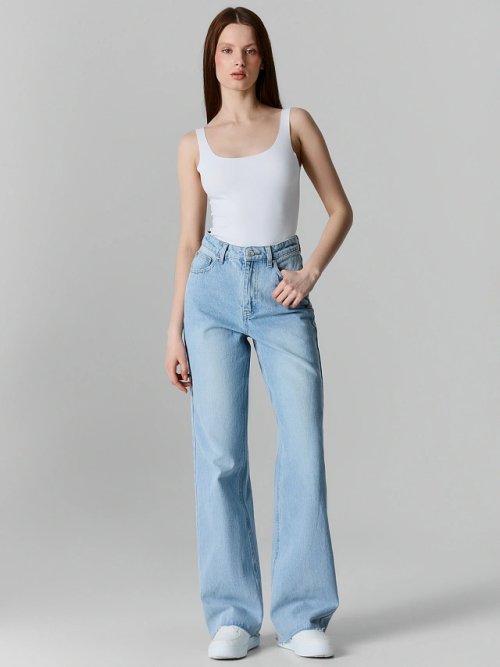 Джинсы женские wide leg голубые с высокой посадкой, фото 1 из 14
