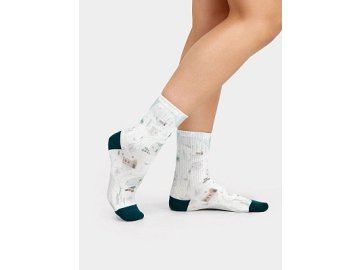Высокие женские носки белого цвета с новогодними рисунками Марк Формель