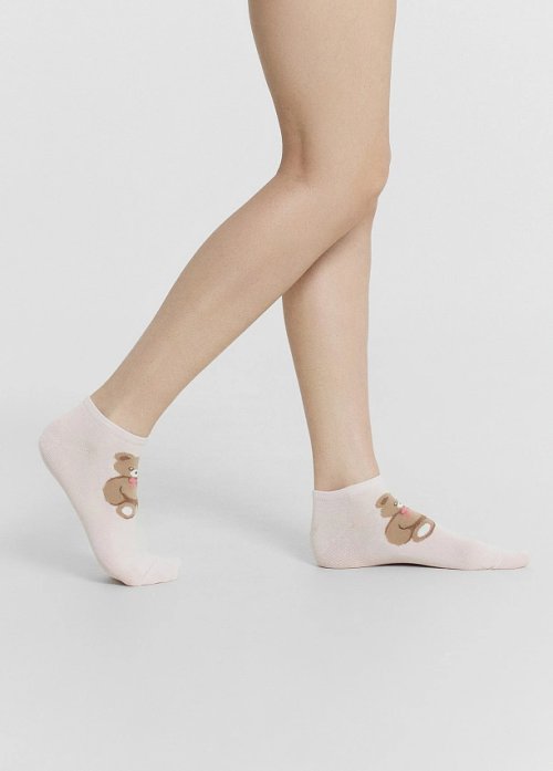 Носки женские розовые с рисунком в виде медведя, фото 2 из 15