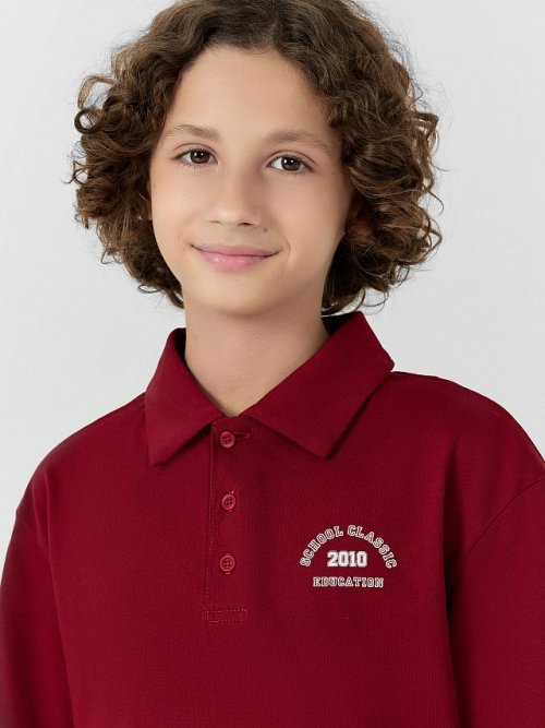 Поло для мальчиков бордовое, фото 4 из 10