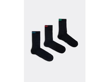 Высокие детские носки мультипак (3 пары) черные с рисунком в виде прямоугольника на бортике Марк Формель