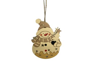 Подвеска елочная Light Snowman, 11*8.5*3см, дерево, арт. MU5218 Ома
