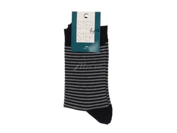 Носки мужские STEP BY STEP Полоски, черный-серый, размер 27-29, артикул 42-129