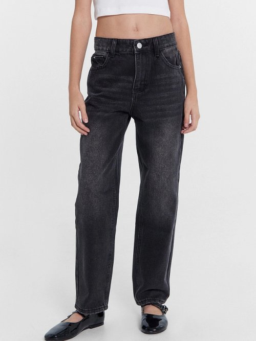 Брюки джинсовые для девочек в черном цвете, фото 2 из 5