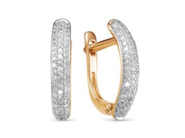 Серьги с английским замком RoseGrace, красное золото 585 проба, вставка бриллиант