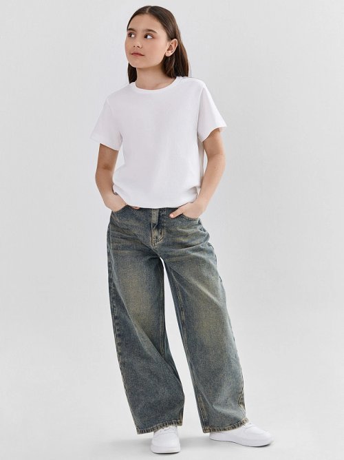 Джинсы для девочек Baggy fit с высокой посадкой, фото 1 из 10