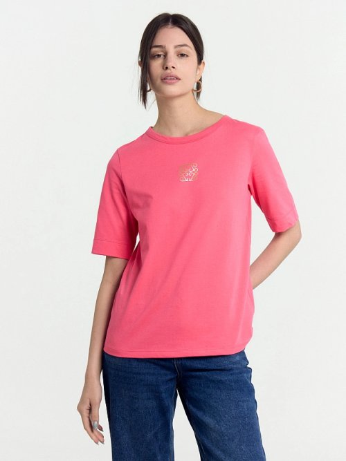Футболка женская розовая с печатью, фото 1 из 8