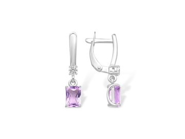Серьги длинные 7 Карат, белое серебро 925 проба, вставка фианит
