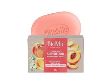 Мыло туалетное BIOMIO Bio-Soap Superfood с маслом Персика и баттером Ши, 90 г