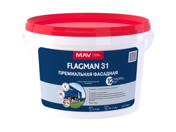 Краска FLAGMAN 31 премиальная фасадная (ВД-АК-1031) белая матовая  3л (4 кг)