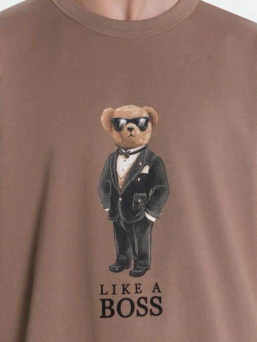 Футболка мужская бежевая с принтом "Like a boss", фото 4 из 10