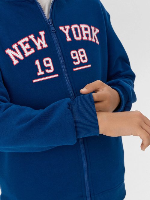 Толстовка для мальчиков синяя на молнии, фото 6 из 8