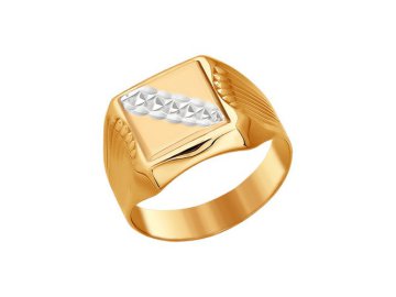 Кольцо печатка 7 Карат, красное золото 585 проба