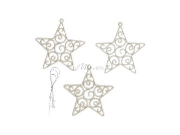 Украшение новогоднее подвесное Звезда 9 см, 3 шт, арт. 7012307047 Мила