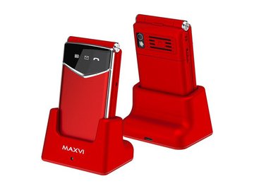 Кнопочный телефон Maxvi E11ds (красный/серебристый)