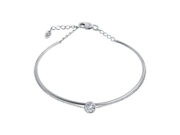 Браслет жесткий Diamant, белое золото 585 проба, вставка фианит