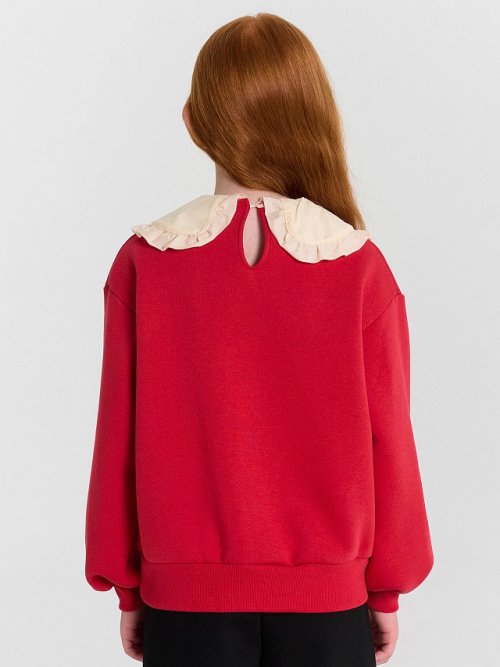 Джемпер для девочек красный с принтом и надписью "Paris", фото 3 из 10