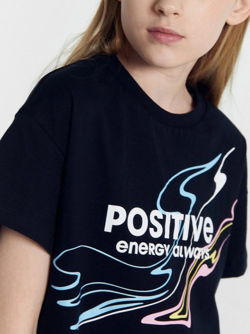 Футболка для девочек черная с печатью, фото 6 из 6