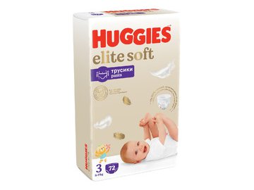 Детские одноразовые трусики-подгузники HUGGIES Elite Soft Giga 3 (6-11кг) 72 шт