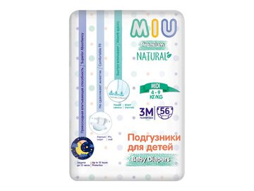 Подгузники MIU 3M-Midi 4-9 кг (56 шт) на акции в магазинах 5 элемент