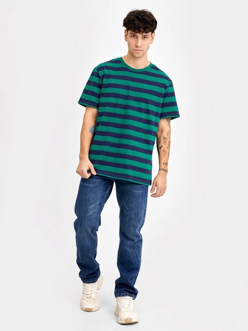 Футболка мужская в сине-зеленую полоску, фото 3 из 9