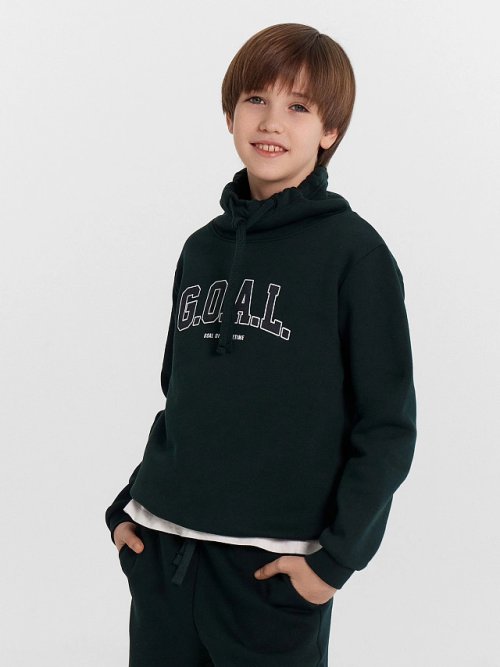 Джемпер для мальчиков зеленый с принтом "G.O.A.L", фото 1 из 6