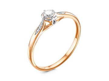 Кольцо помолвочное RoseGrace, красное золото 585 проба, вставка бриллиант