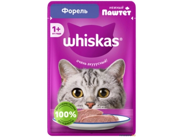Пауч Whiskas для взрослых кошек, паштет с форелью, 75 г
