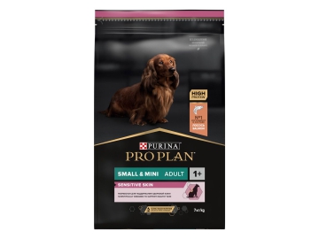 Корм Purina Pro Plan для взрослых собак мелких и карликовых пород с чувствительной кожей с лососем и рисом, 7 кг