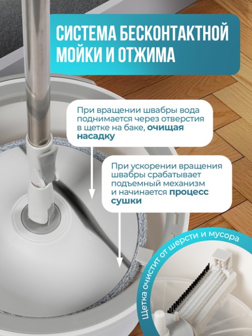Швабра с разделением воды и отжимом Smart Clean, фото 4 из 69
