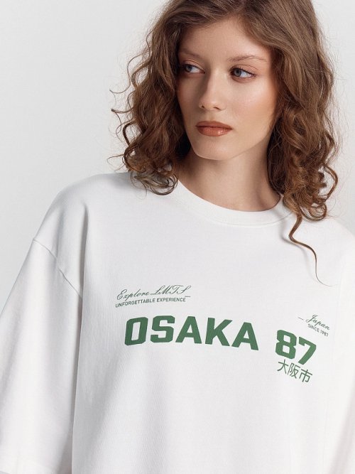 Комплект женский белый с принтом и надписью "Osaka 87", фото 6 из 40