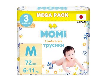Подгузники-трусики детские Momi Comfort Care Mega M 6-11кг (72шт)
