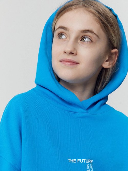 Анорак для девочек в голубом цвете с печатью, фото 2 из 17