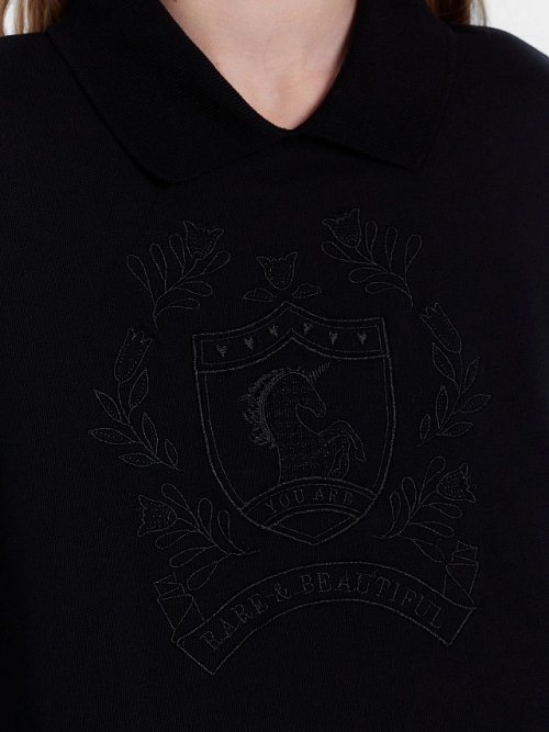 Джемпер для девочек черный с вышивкой, фото 4 из 4