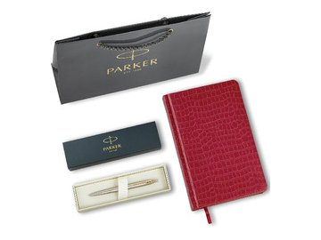 Ручка PARKER Jotter Core Stainless Steel GT (ежедневник А5 красный, пакет) 880888