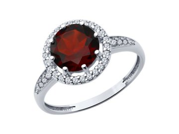 Кольцо декоративное Diamant, серебро 925 проба, вставка гранат/фианит
