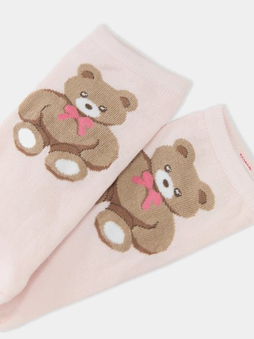 Носки женские розовые с рисунком в виде медведя, фото 5 из 15